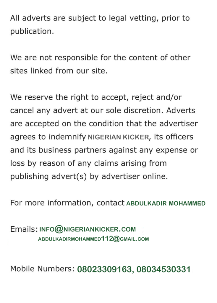 Advert Rates - Nigerian Kicker